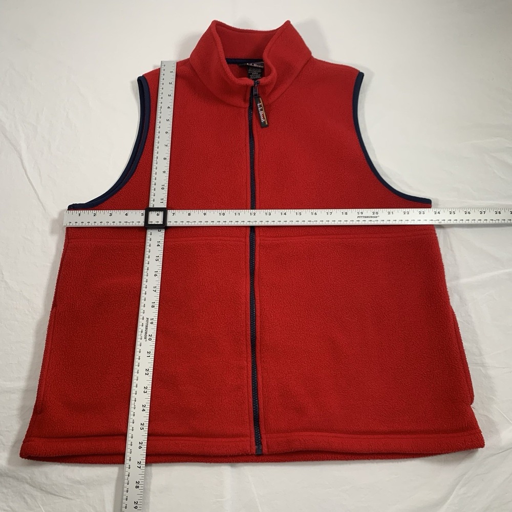 Vintage LL Bean Women's Size 1X Red Polartec Hiking Full Zip Fleece Vest Pockets - Picture 3 of 10